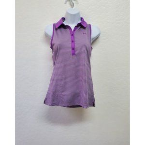Under Armour Fitted Heat Gear Golf Women's Sleeveless Striped Polo Size XS